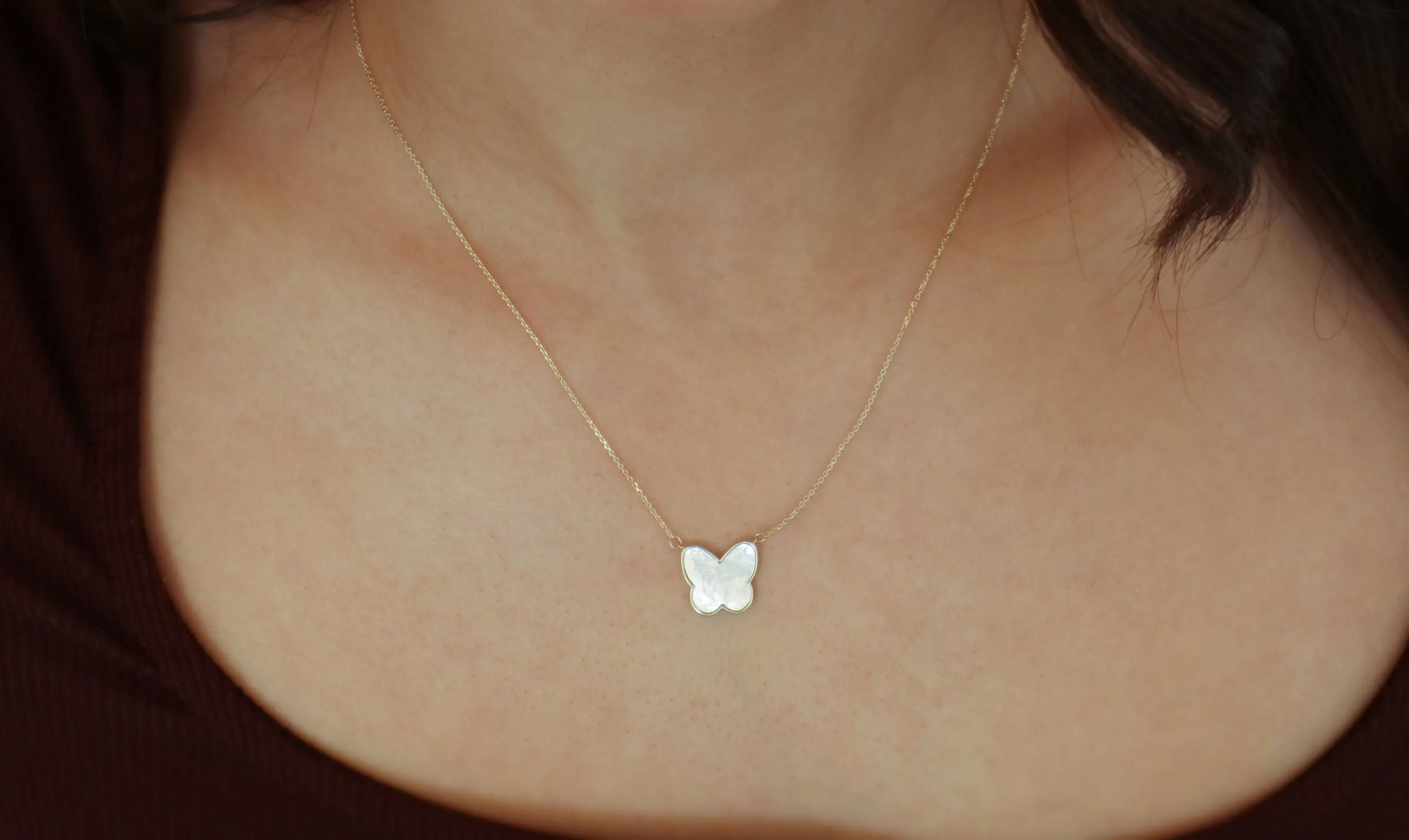 10k Gold Pearl Butterfly Necklace