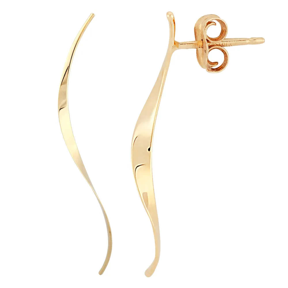 14k Gold Long Curve Earrings