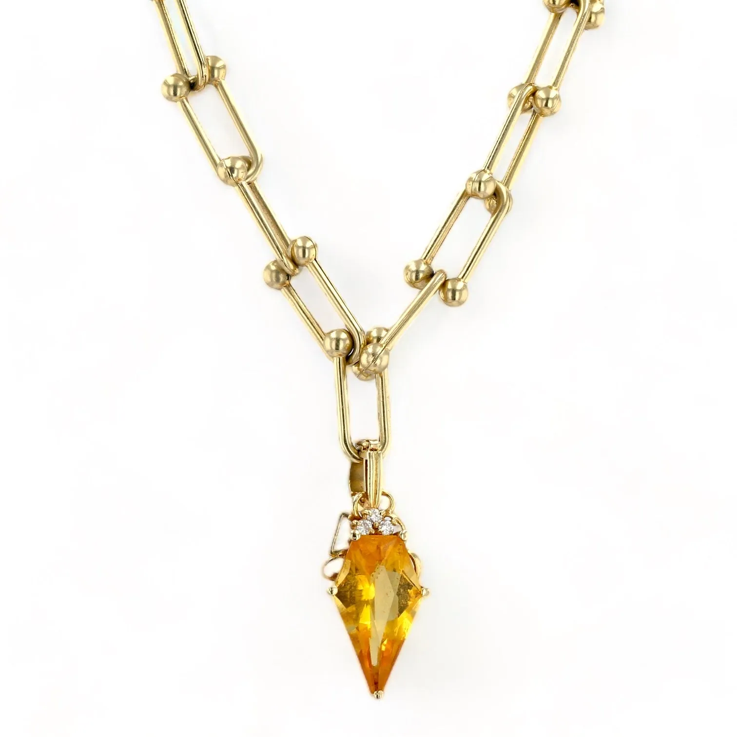 14K Yellow gold citrine drop tear choker-217426