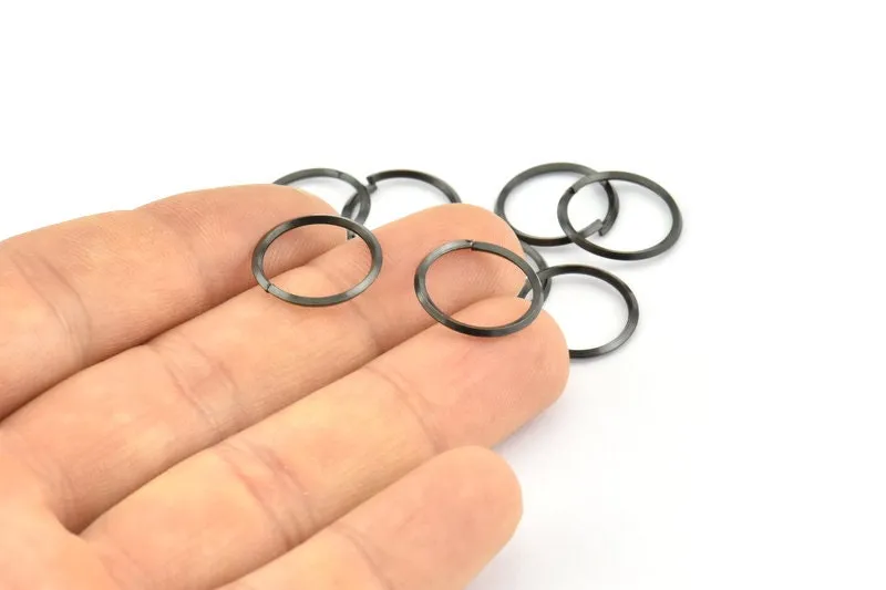 15mm Jump Ring, 24 Oxidized Black Brass Jump Rings (15x1.3mm) E061 S810