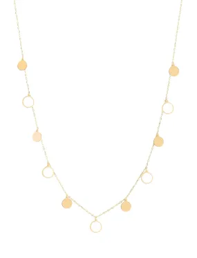 18K Gold Dangling Enamel Disk Necklace