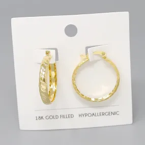 18K Gold Filled Textured Hoop Earrings