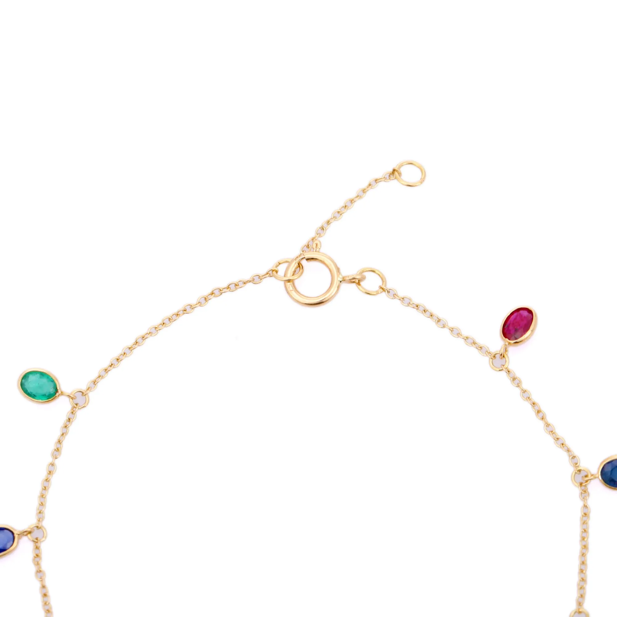 18K Gold Ruby Emerald & Blue Sapphire Bracelet