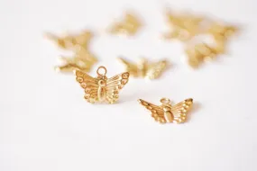 2 PCS 12mm Gold Filled and Sterling Silver Butterfly Charm- Small 14k gold filled or Silver Butterfly Insect Jewelry Making Wholesale Charms