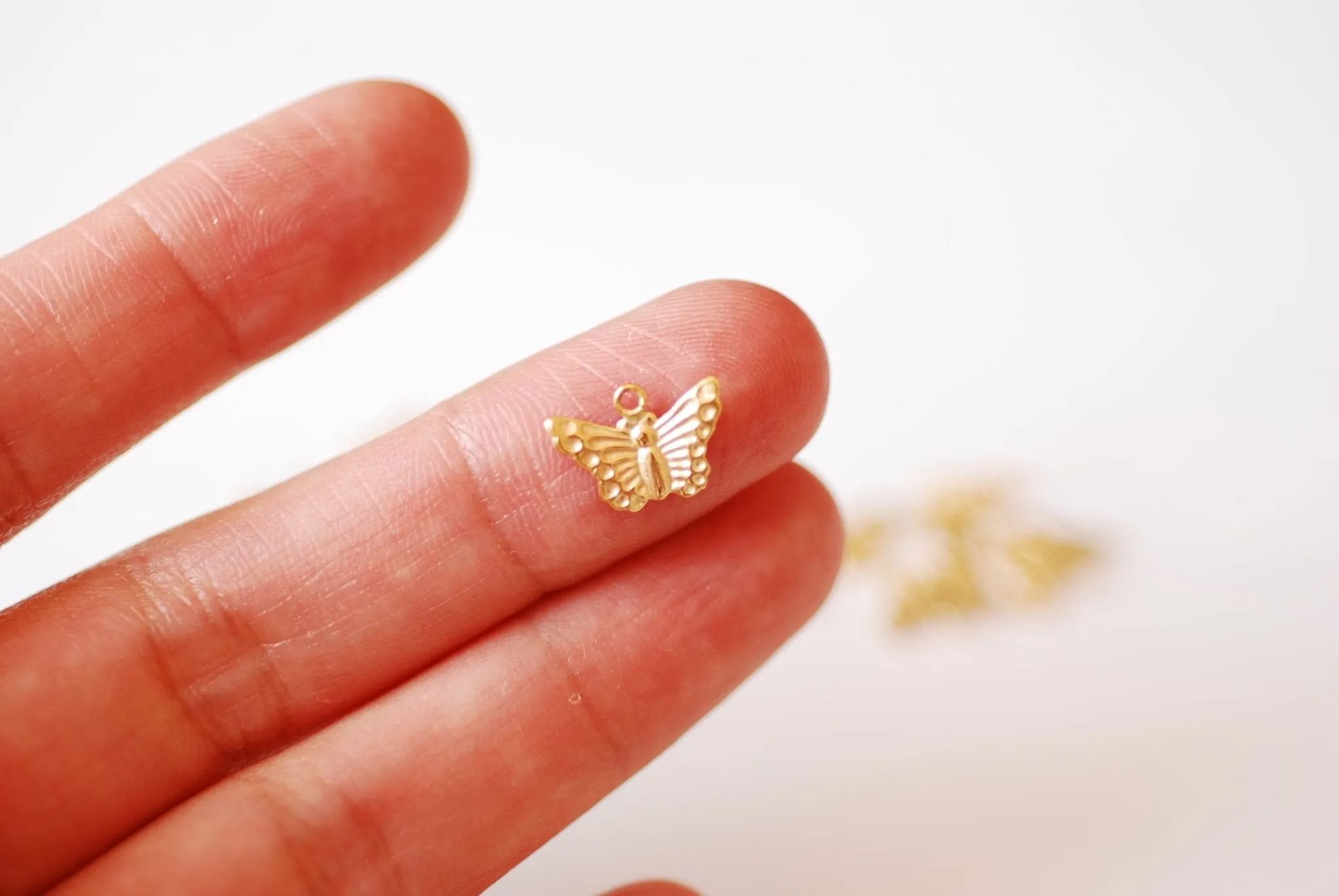 2 PCS 12mm Gold Filled and Sterling Silver Butterfly Charm- Small 14k gold filled or Silver Butterfly Insect Jewelry Making Wholesale Charms