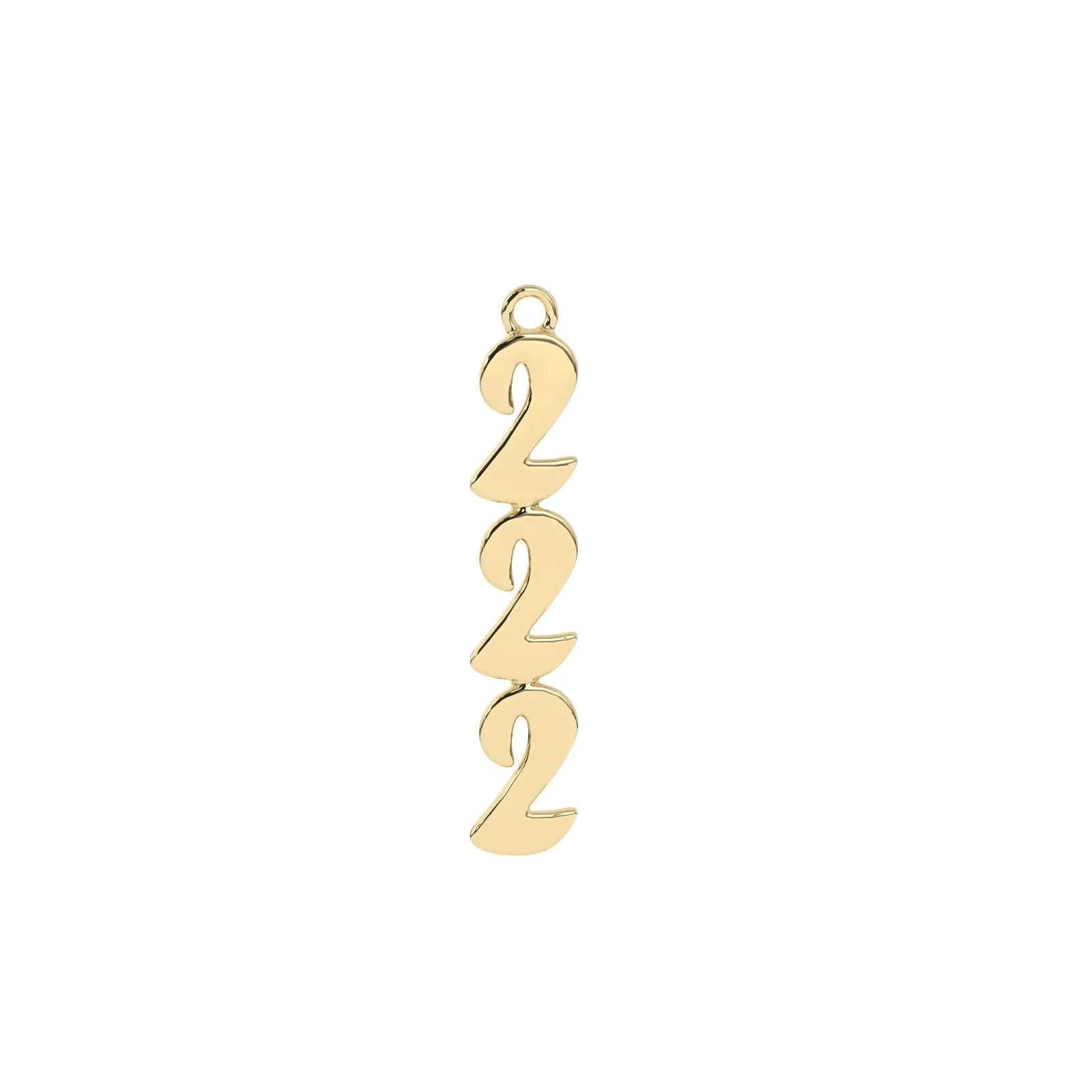 222 Angel Number Charm | 10k Yellow Gold