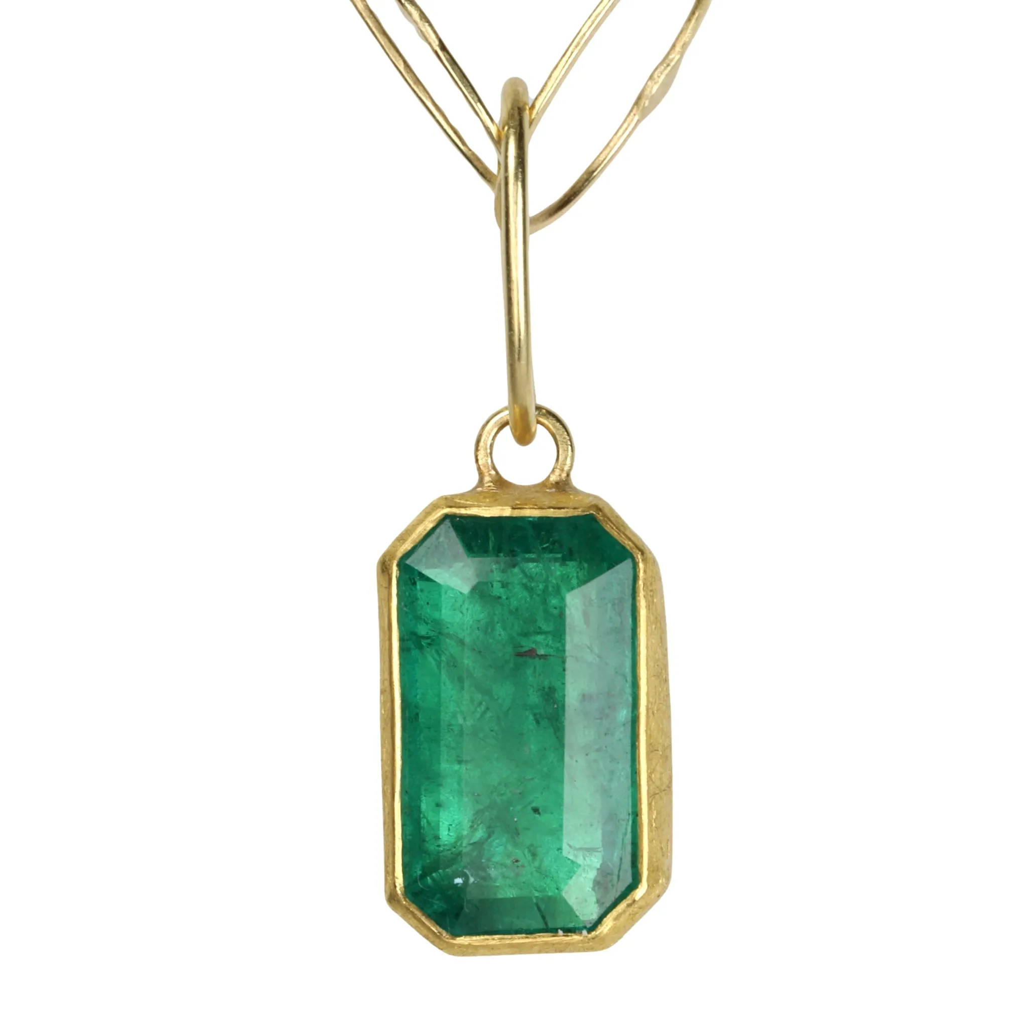 22K Gold Bezel-Set Emerald Pendant