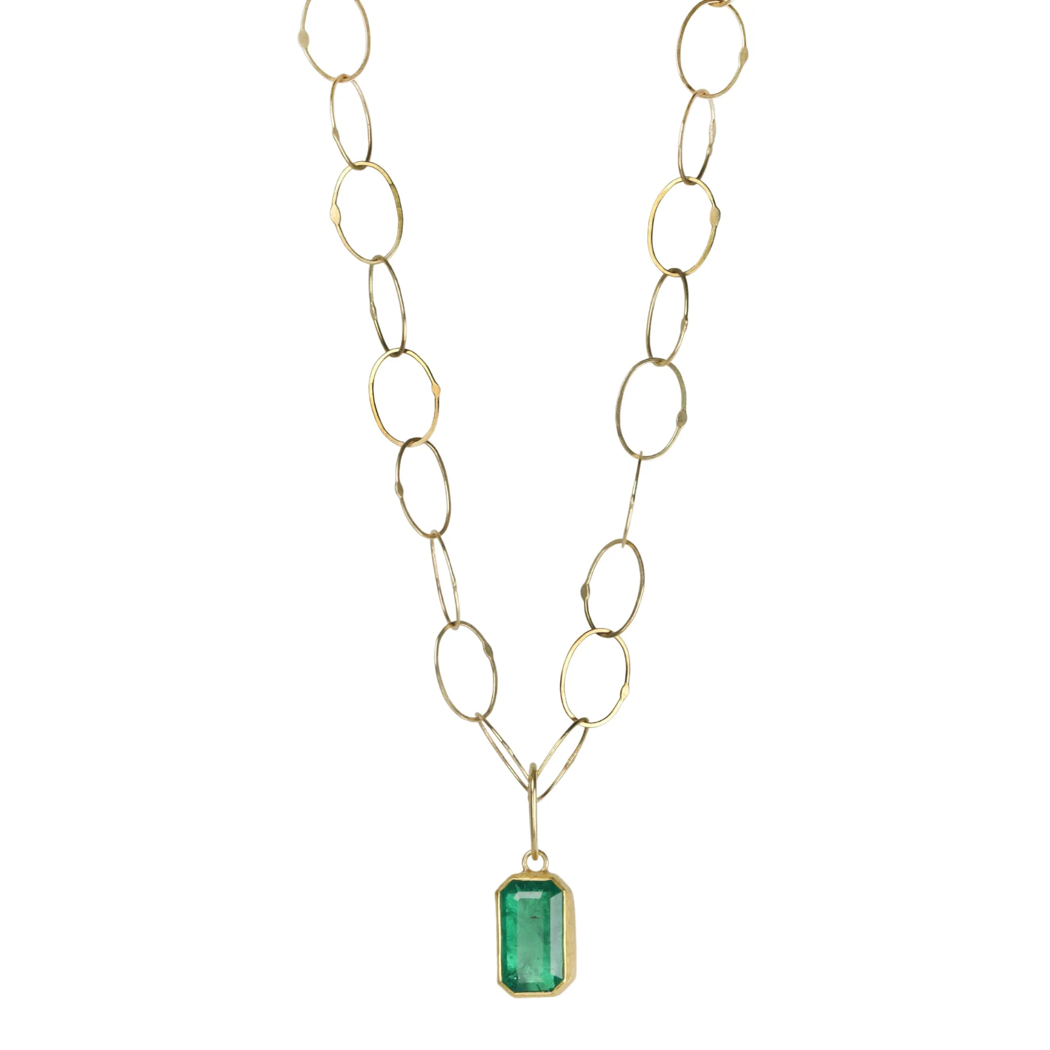 22K Gold Bezel-Set Emerald Pendant