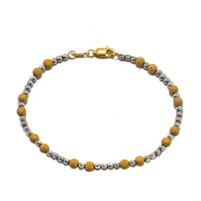 22K Multi Tone Gold Bracelet W/ Detailed Gold Ball Beads