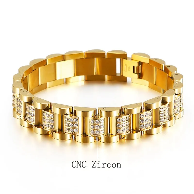 2.37 ct. t.w. Zircon-Studded Stainless Steel Link Bracelet