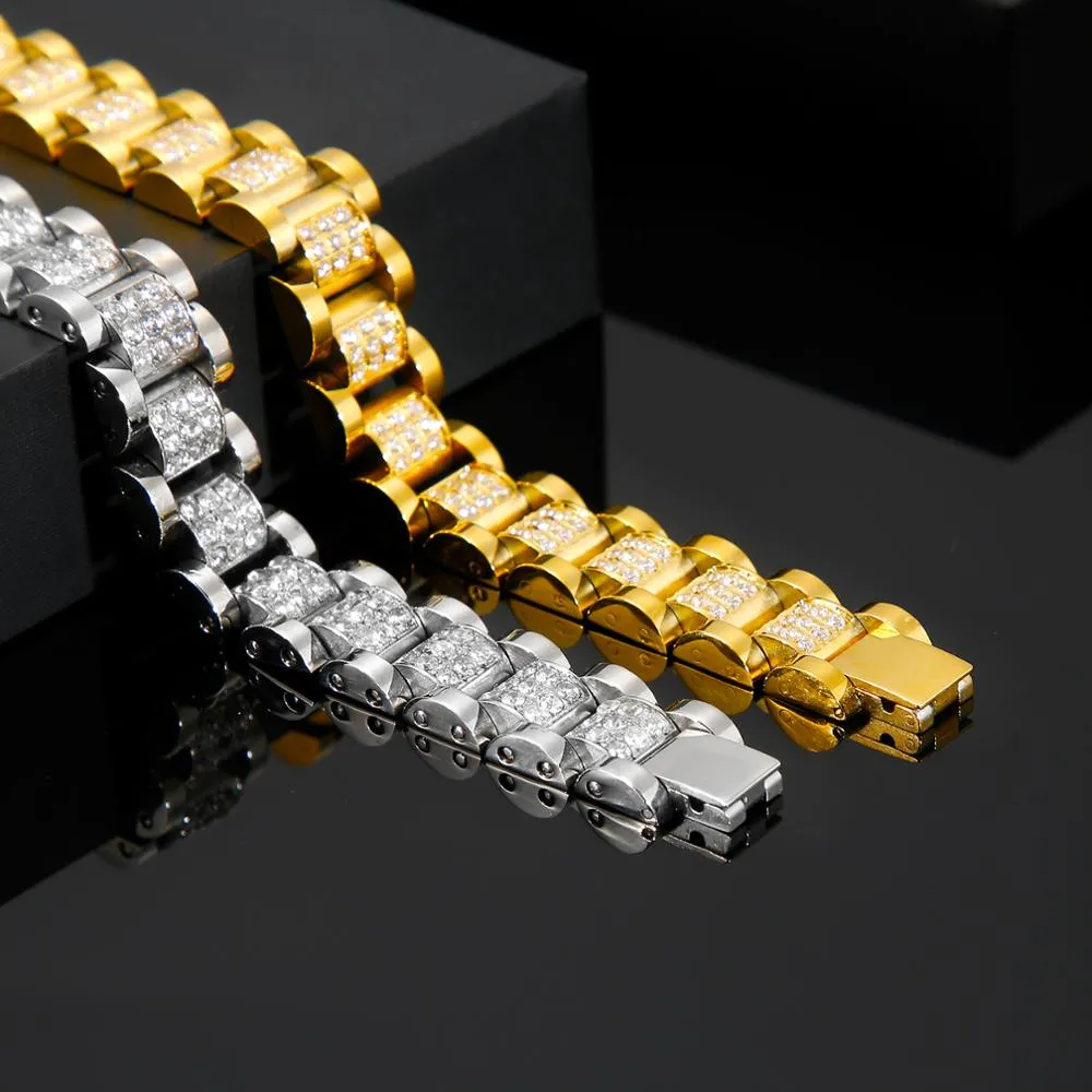 2.37 ct. t.w. Zircon-Studded Stainless Steel Link Bracelet