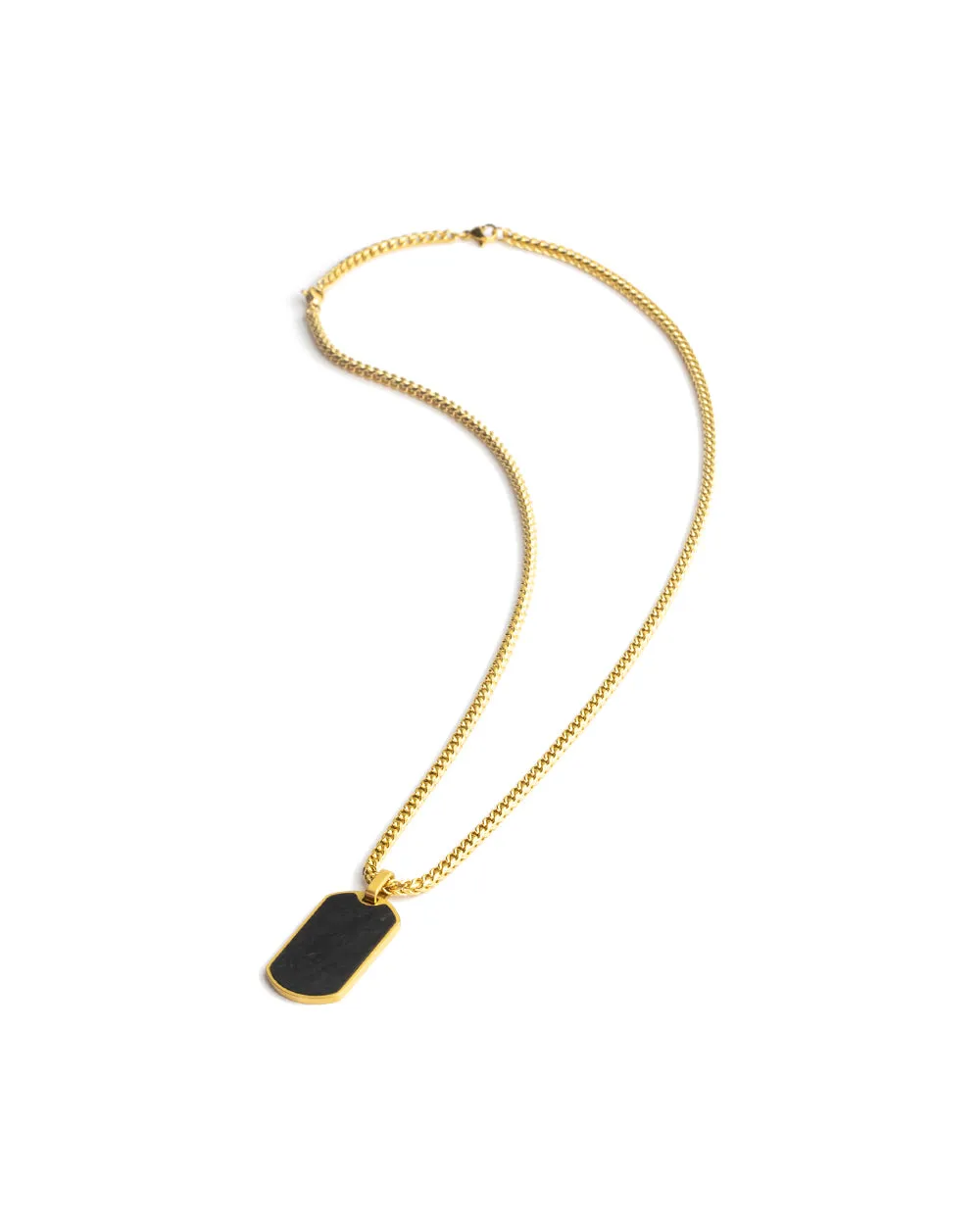 2mm gold plated foxtail necklace with forged carbon pendant