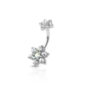 316L Stainless Steel Flower Burst Navel Ring