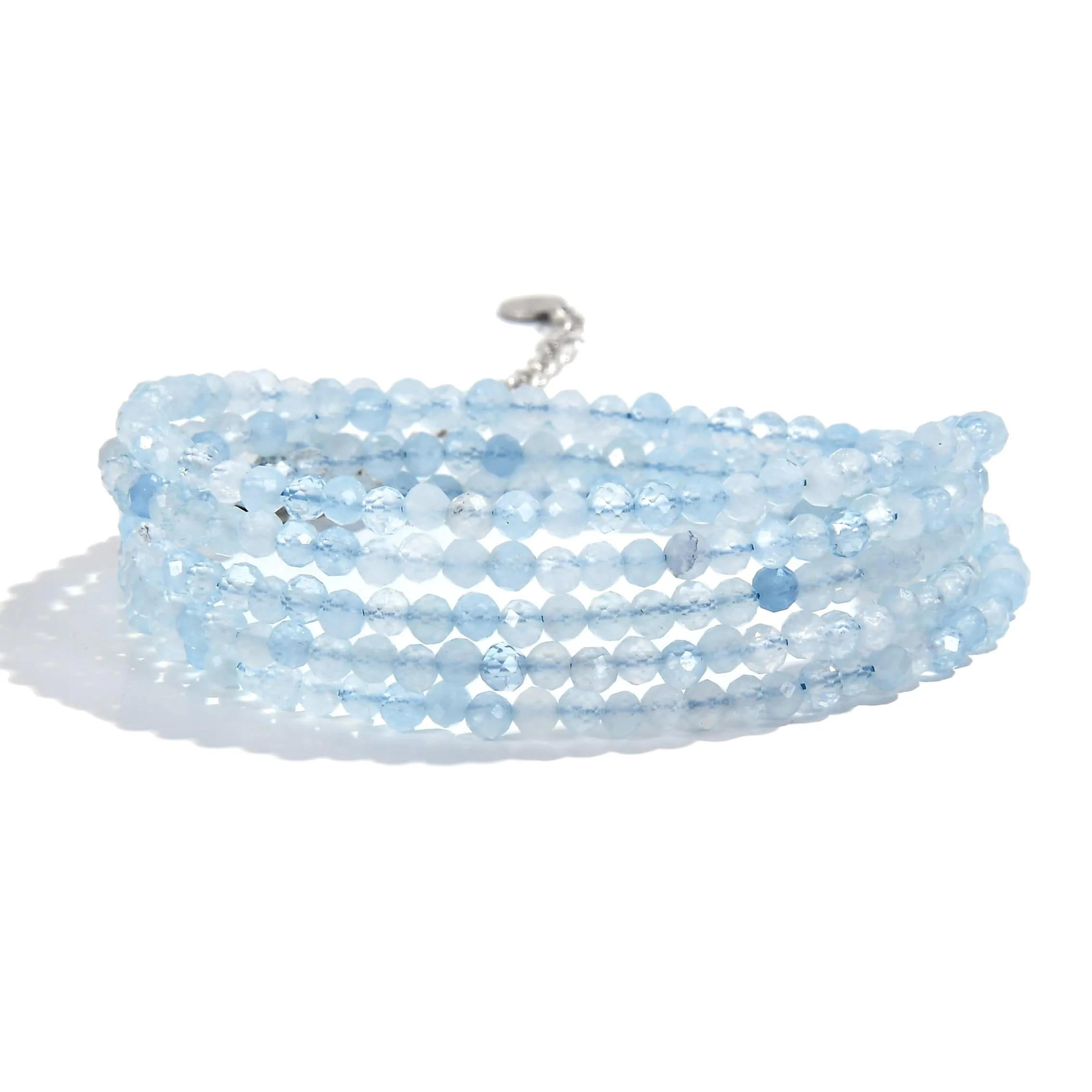 3mm Aquamarine Faceted 31 Necklace / Multi Wrap Bracelet