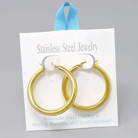 40 MM Stainless Steel Tube Hoop Earrings