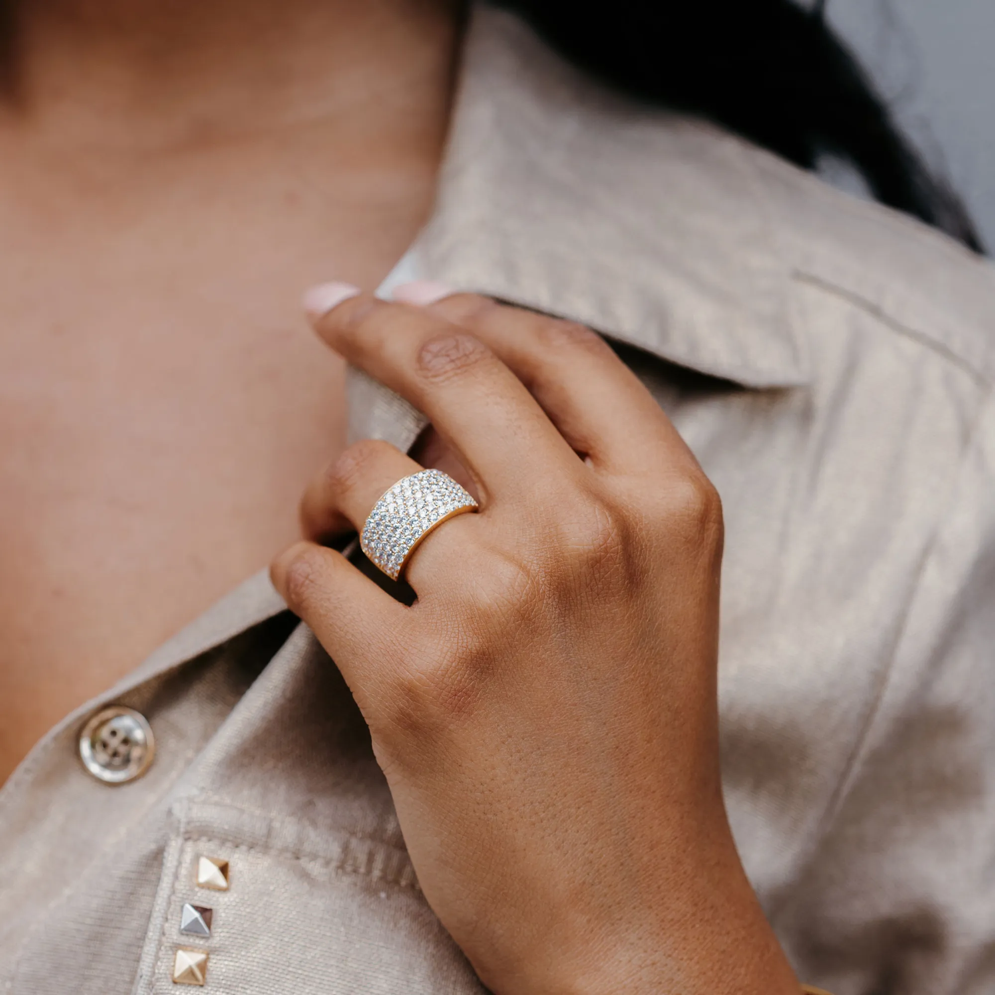 6 Row Diamond Statement Ring