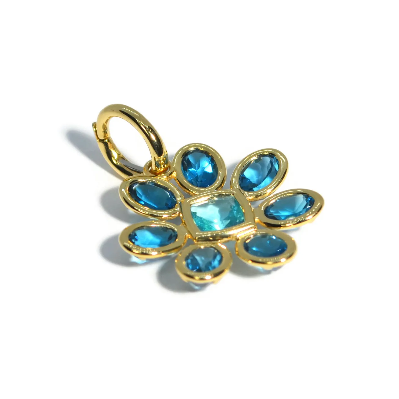 A & Furst - Fiori - Pendant with London Blue Topaz and Apatite, 18k Yellow Gold