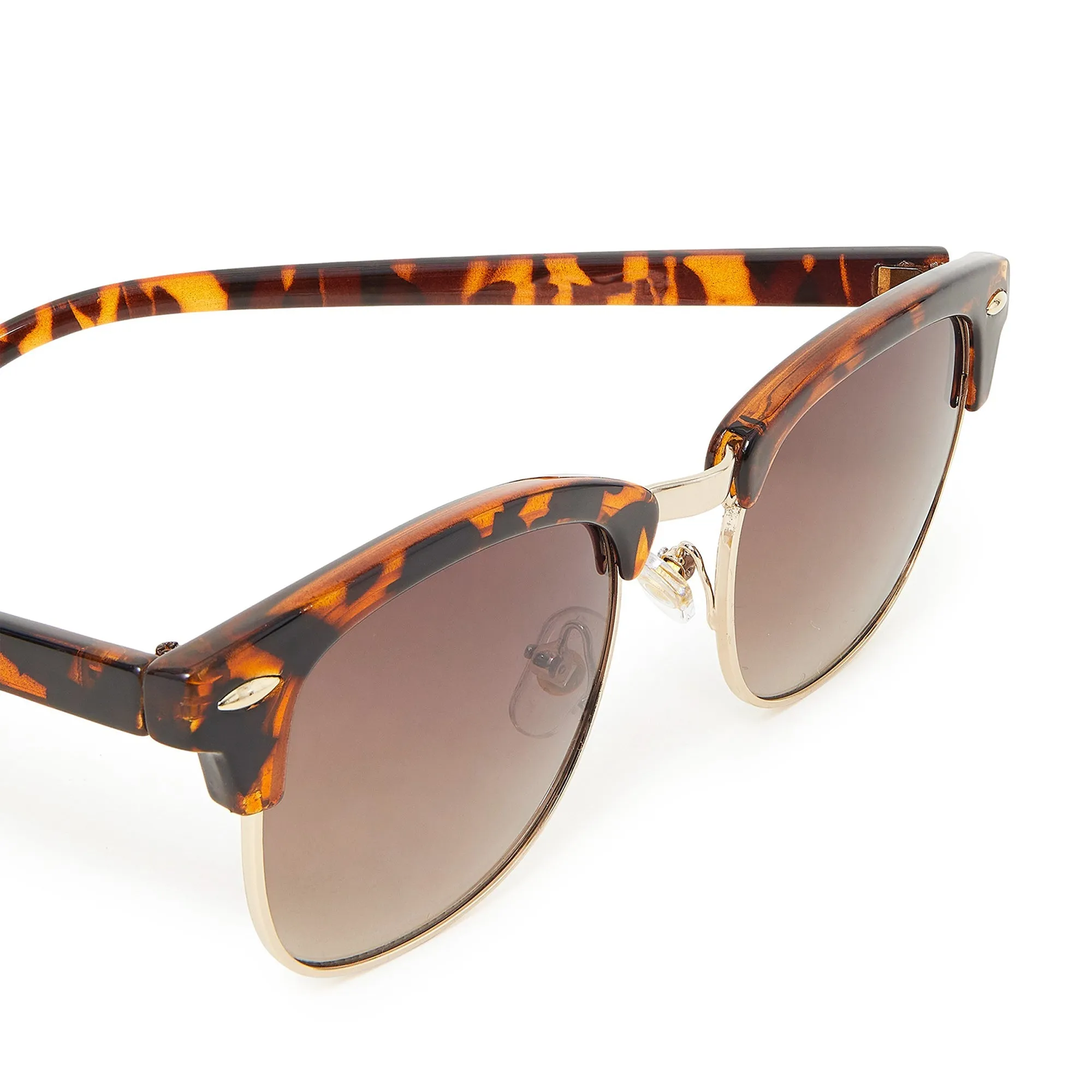 Accessorize London Women's Classic Metal Square Tortoiseshell Sunglasses