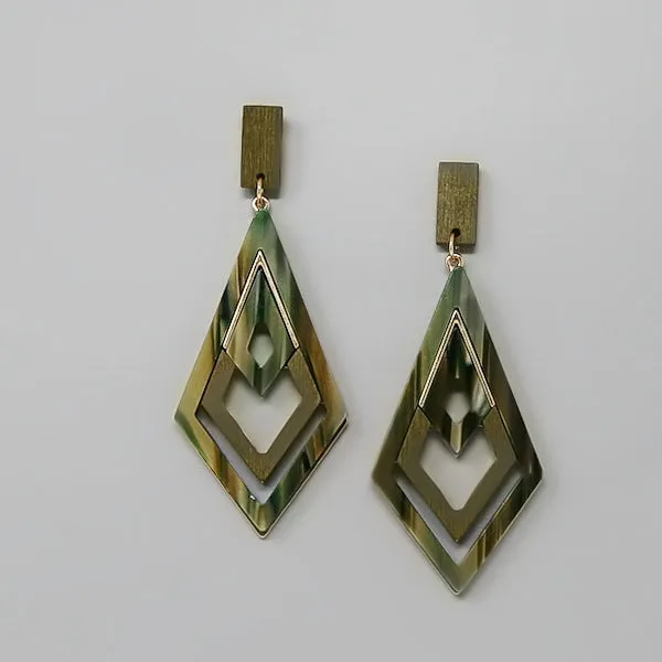 Acetate And Wood Dangle Earrings