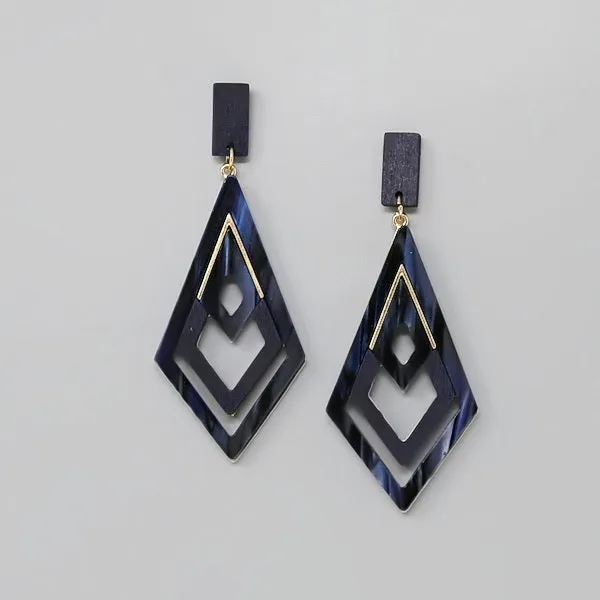 Acetate And Wood Dangle Earrings