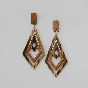 Acetate And Wood Dangle Earrings