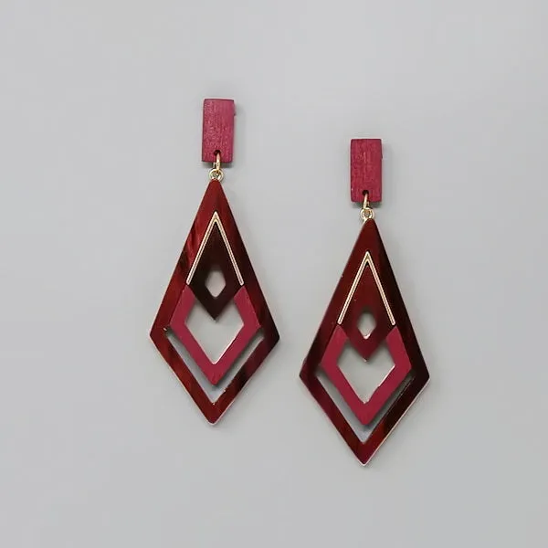 Acetate And Wood Dangle Earrings