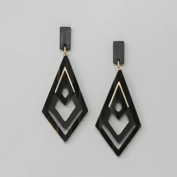 Acetate And Wood Dangle Earrings