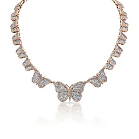 Aubrie 13 Carat Combine Mix Shape Diamond Necklace in 14k Rose Gold