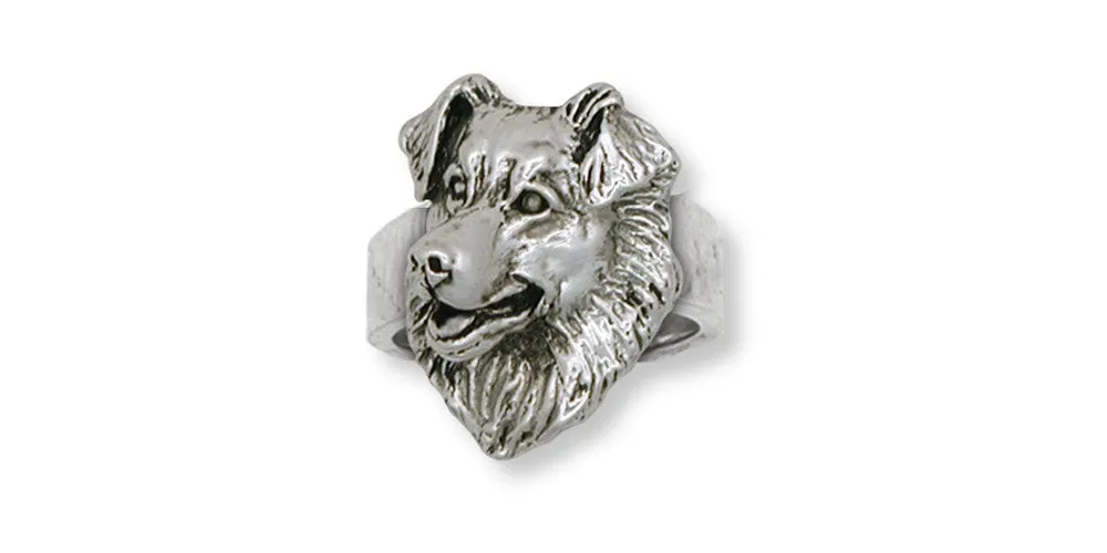 Australian Shepherd Ring Jewelry Sterling Silver Handmade Dog Ring AU10-R