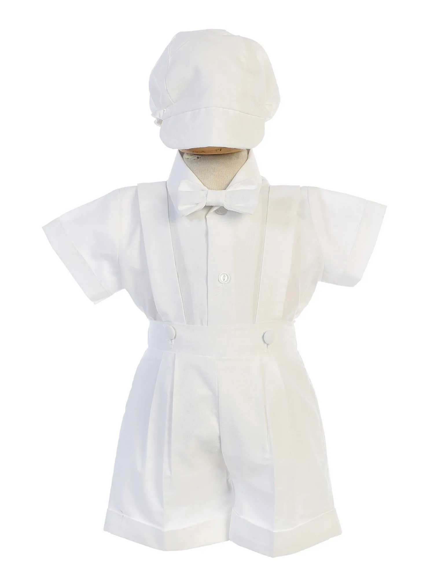 Baby Boys White Suspendered Christening Blake Outfit 0-24M