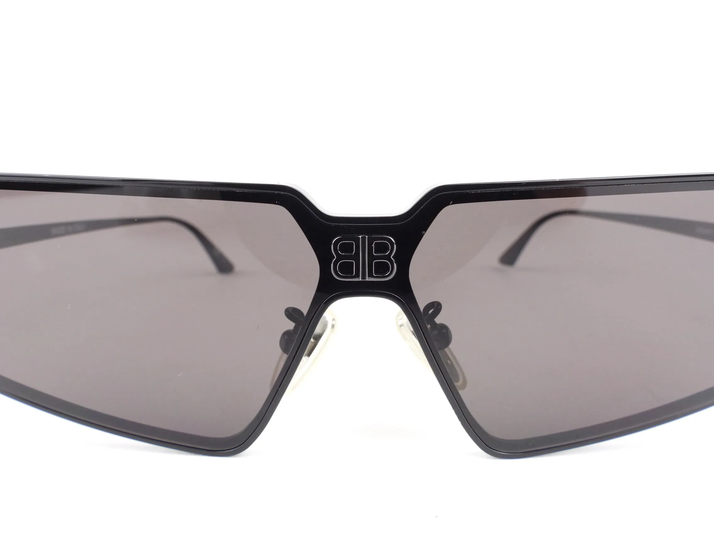 Balenciaga Black Metal Frame BB Logo Shield 2.0 Sunglasses