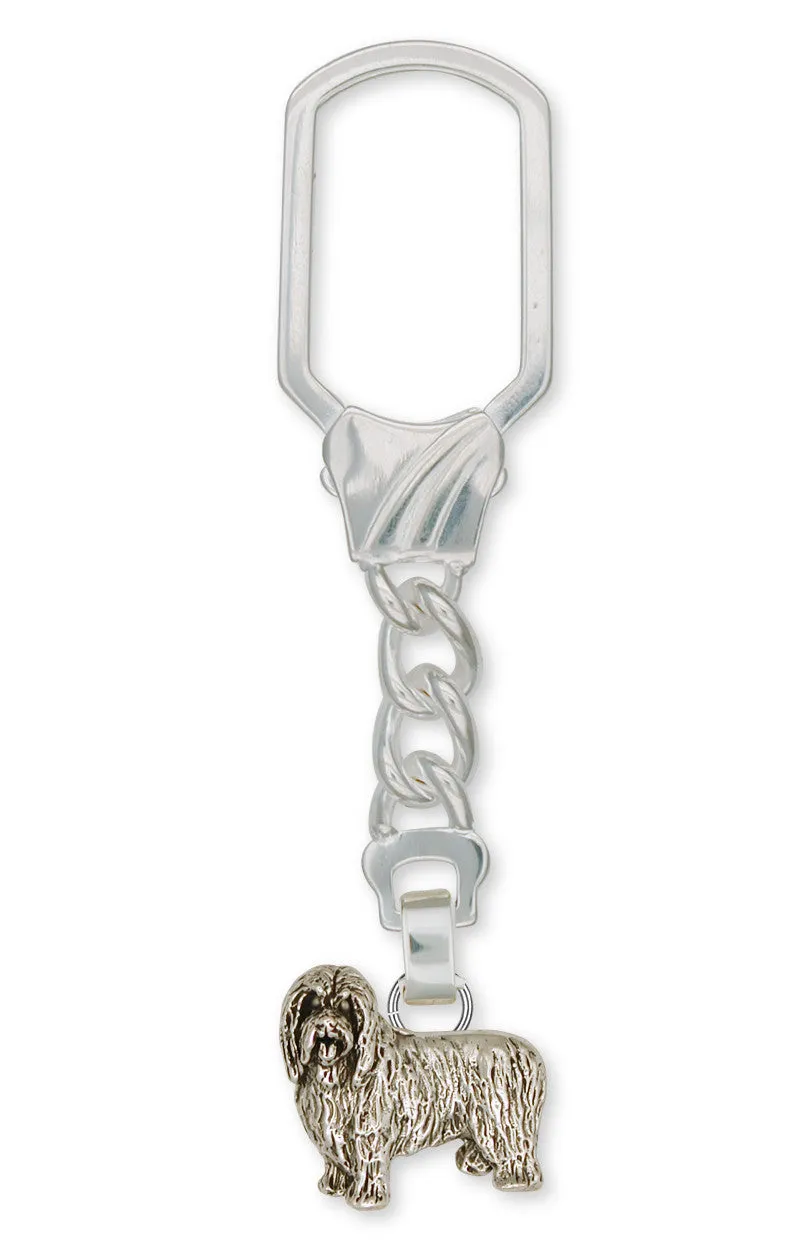 Bearded Collie Key Ring Handmade Sterling Silver Dog Jewelry BCL1-KR