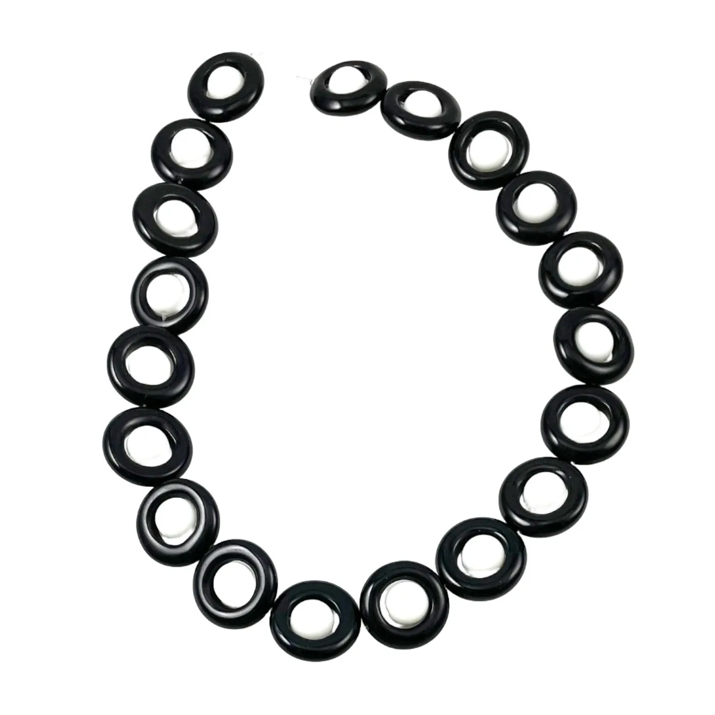 Black & White Glass Saturn Beads