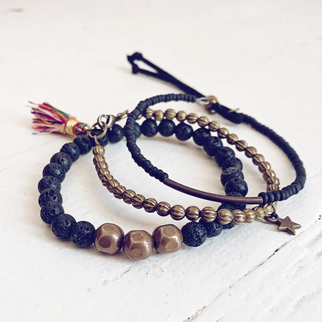 black sea and treasure // beachy bracelet style pack, set of 3