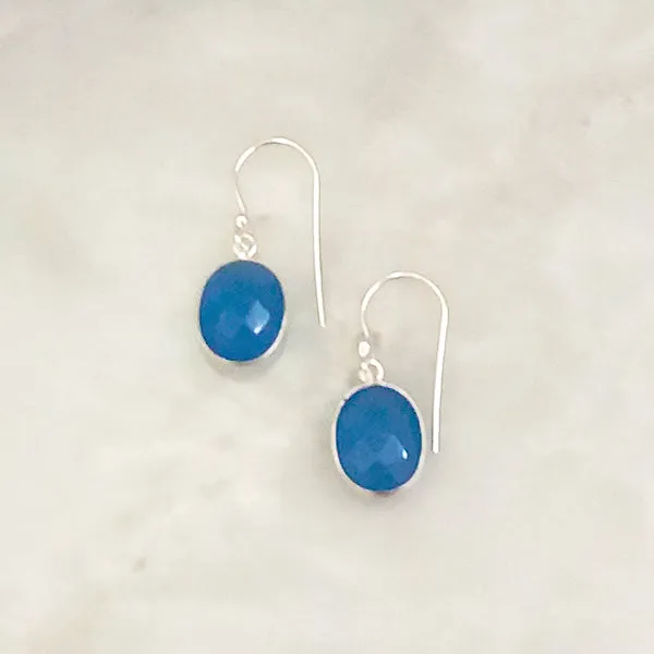 Blue Agate Single Drop Hook Earrings