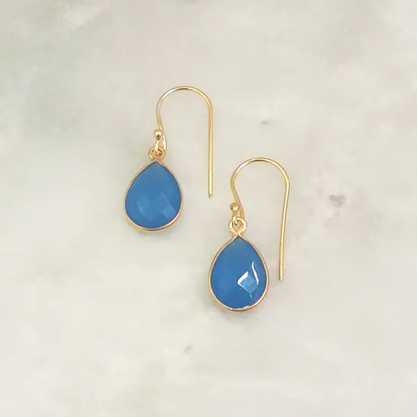 Blue Agate Single Drop Hook Earrings