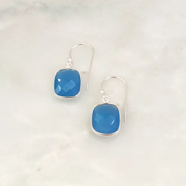 Blue Agate Single Drop Hook Earrings