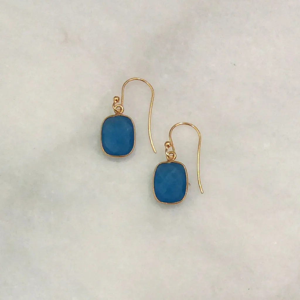 Blue Agate Single Drop Hook Earrings