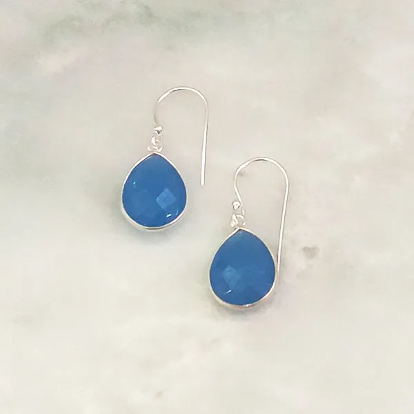 Blue Agate Single Drop Hook Earrings