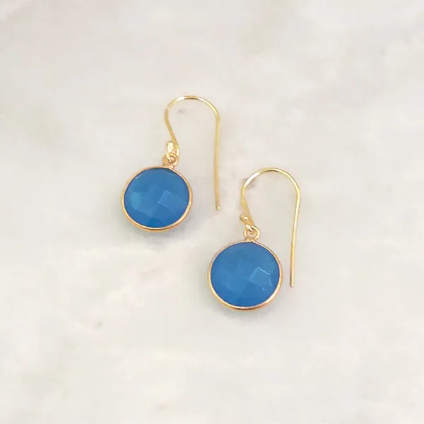 Blue Agate Single Drop Hook Earrings