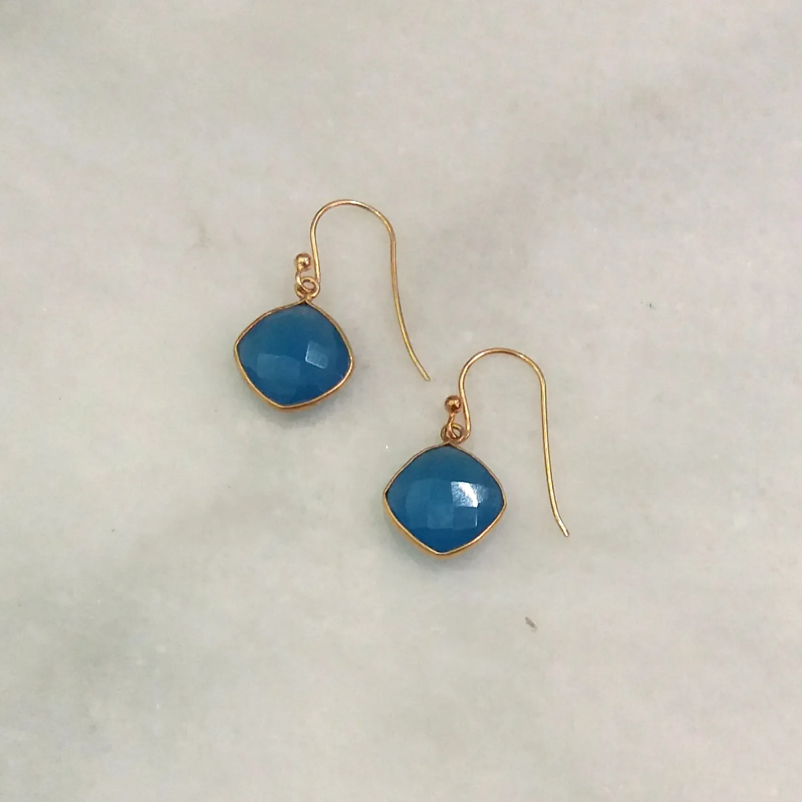 Blue Agate Single Drop Hook Earrings