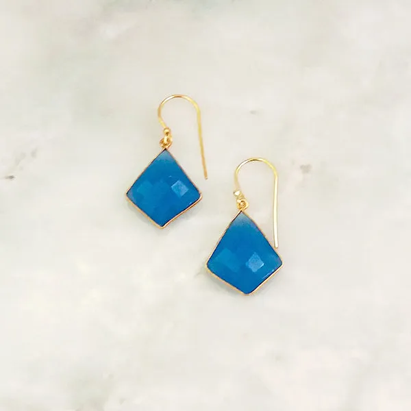 Blue Agate Single Drop Hook Earrings