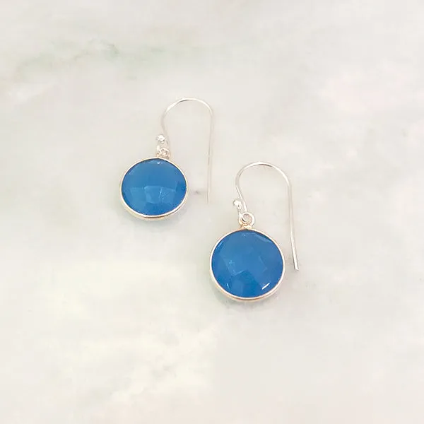 Blue Agate Single Drop Hook Earrings