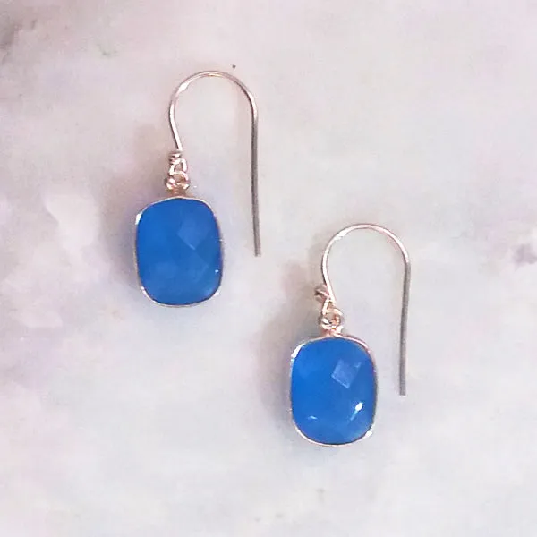 Blue Agate Single Drop Hook Earrings