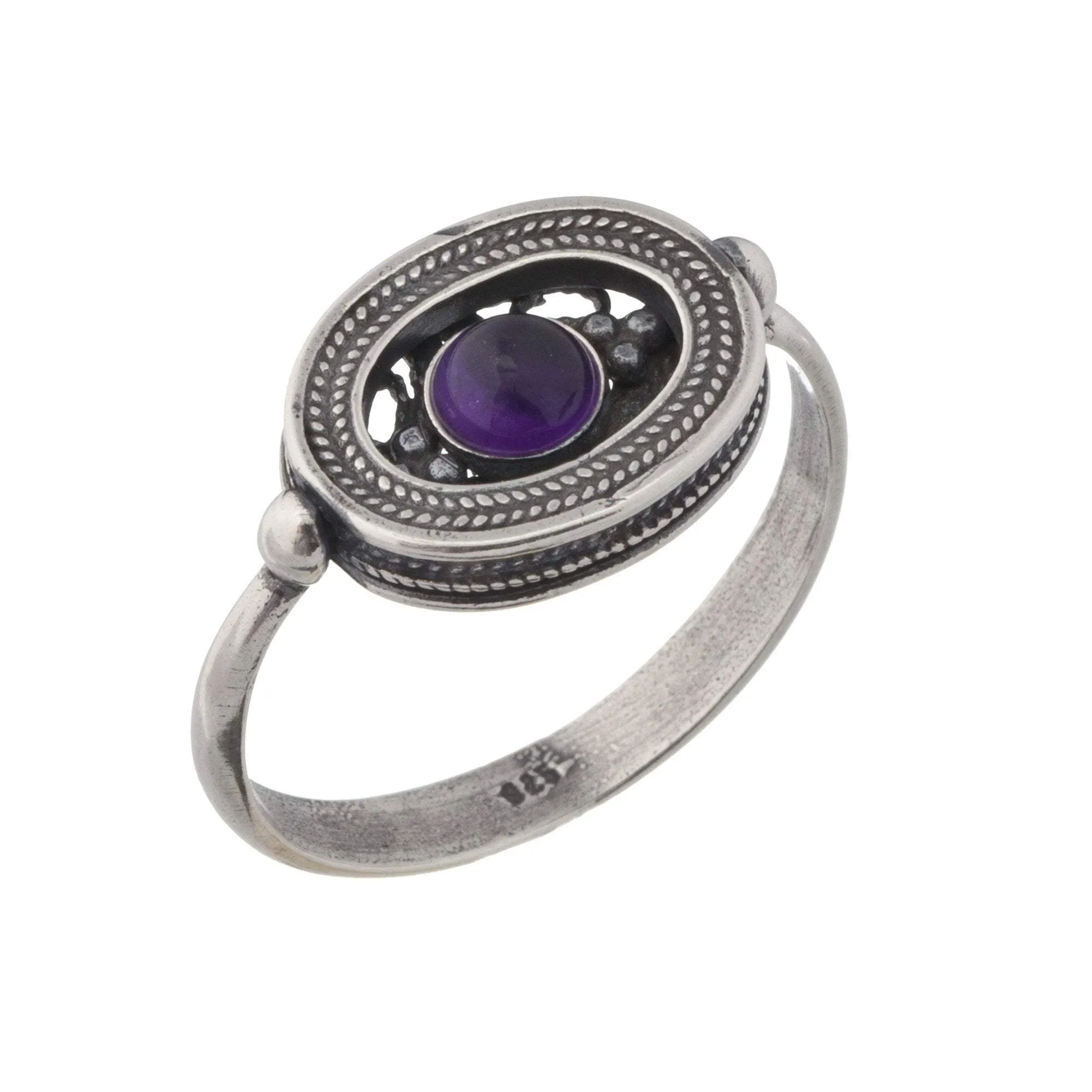 Bluenoemi Artisan Elegance: Handcrafted Sterling Silver Filigree Ring with an Exquisite Gemstone