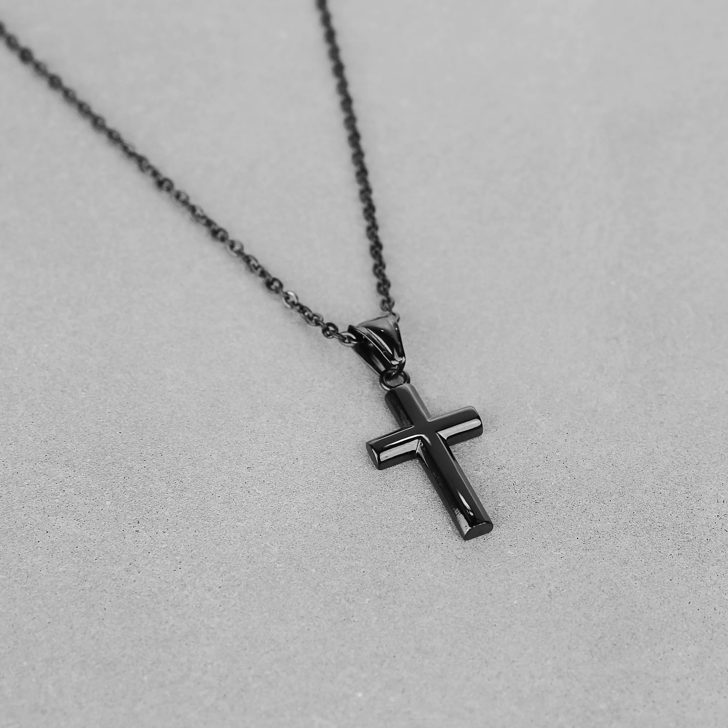 Bold Cross Necklace - Black