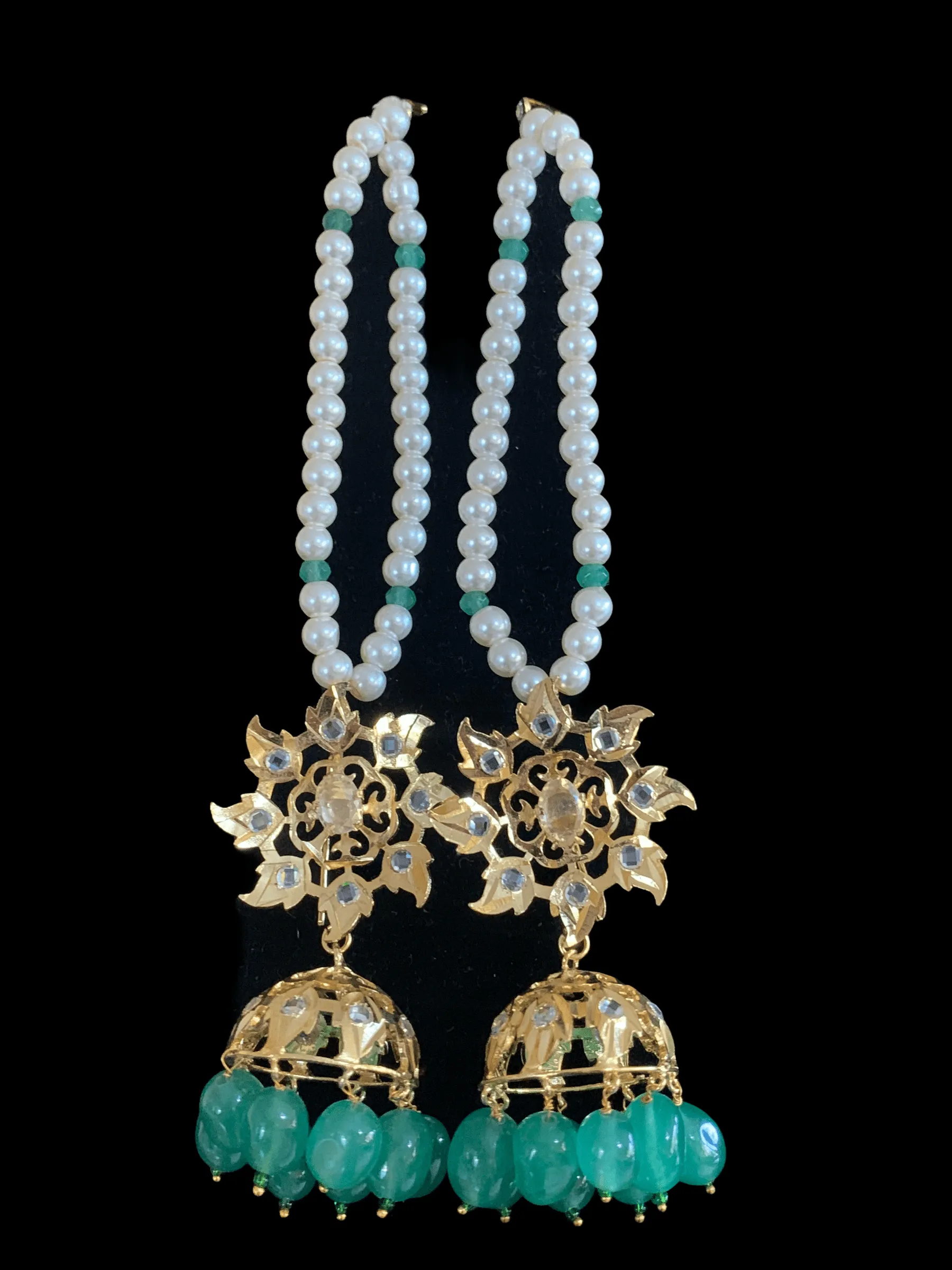 BR60 Insia Jadavi lacha bridal-set in light green beads  ( READY TO SHIP)