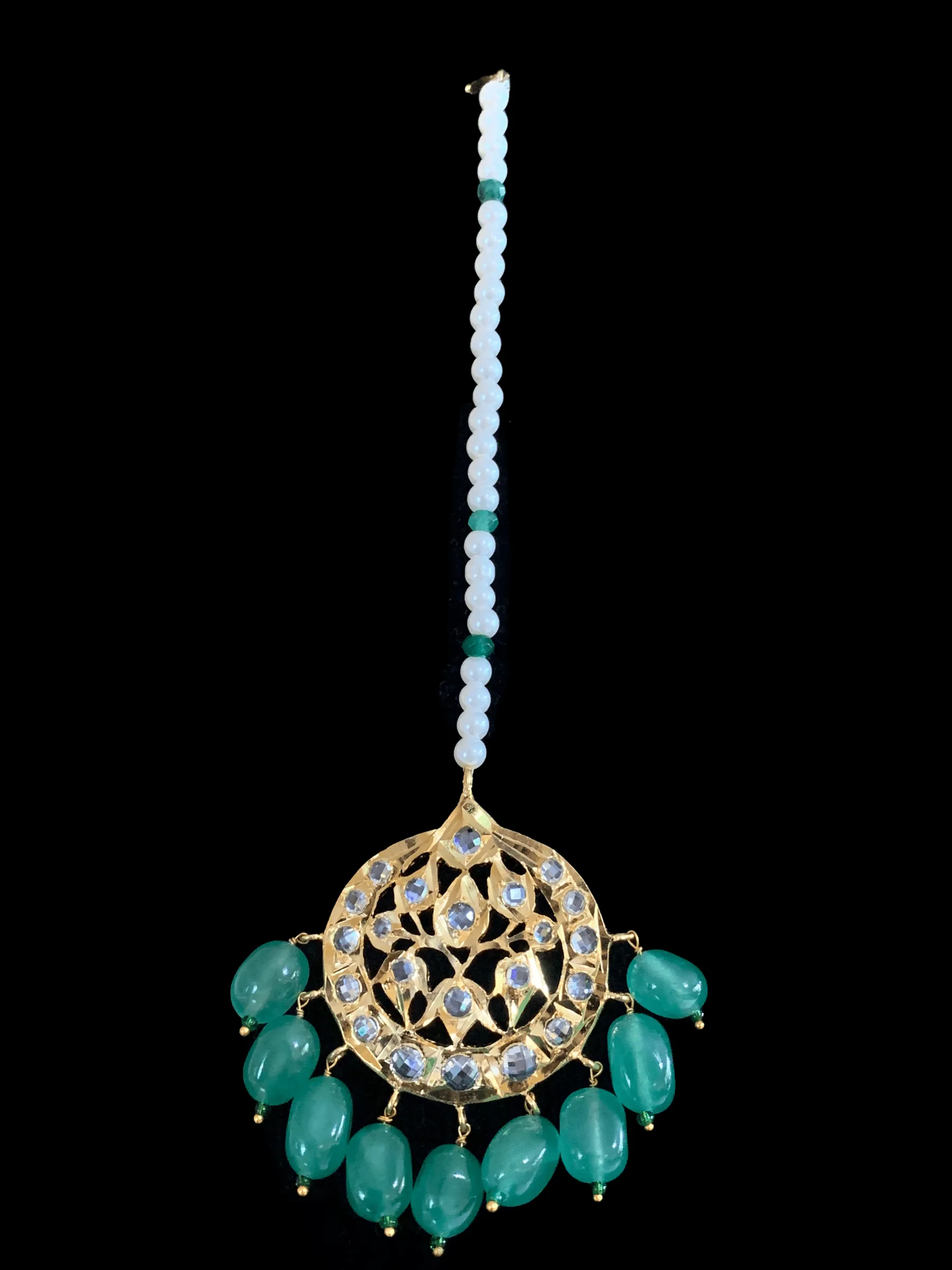 BR60 Insia Jadavi lacha bridal-set in light green beads  ( READY TO SHIP)