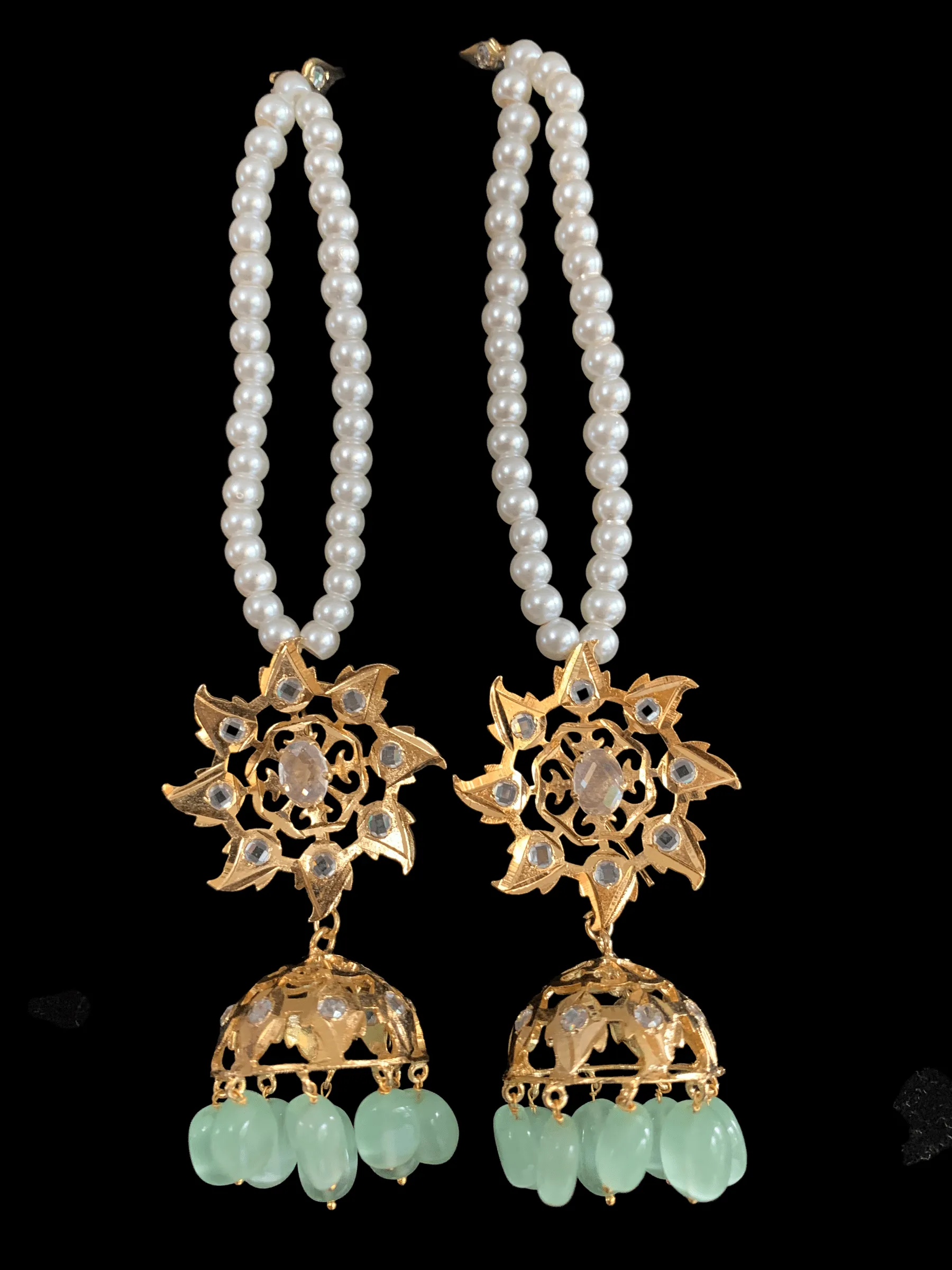 BR61 Insia Jadavi lacha bridal-set in green beads  ( READY TO SHIP)