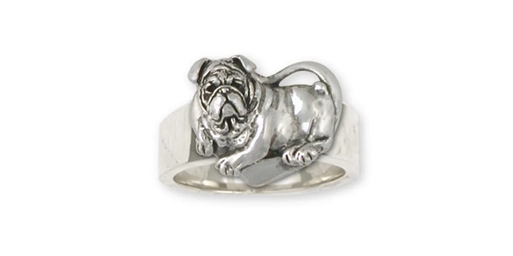 Bulldog Ring Jewelry Sterling Silver Handmade Dog Ring BD21-R